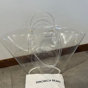 Veronica Beard Large Crest Market Tote Transparent with Embossed Logo